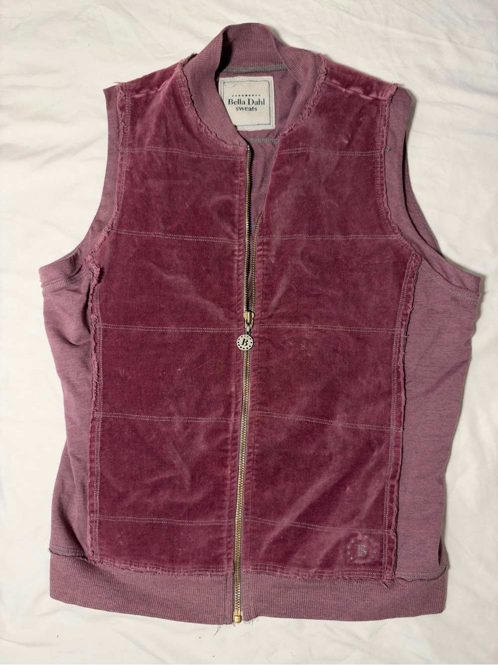 Bella Dahl Rose Plum Velvet Zip Vest